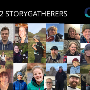 Coast project storygatherers - a selection of images of people's faces pulled together into one mosaic.