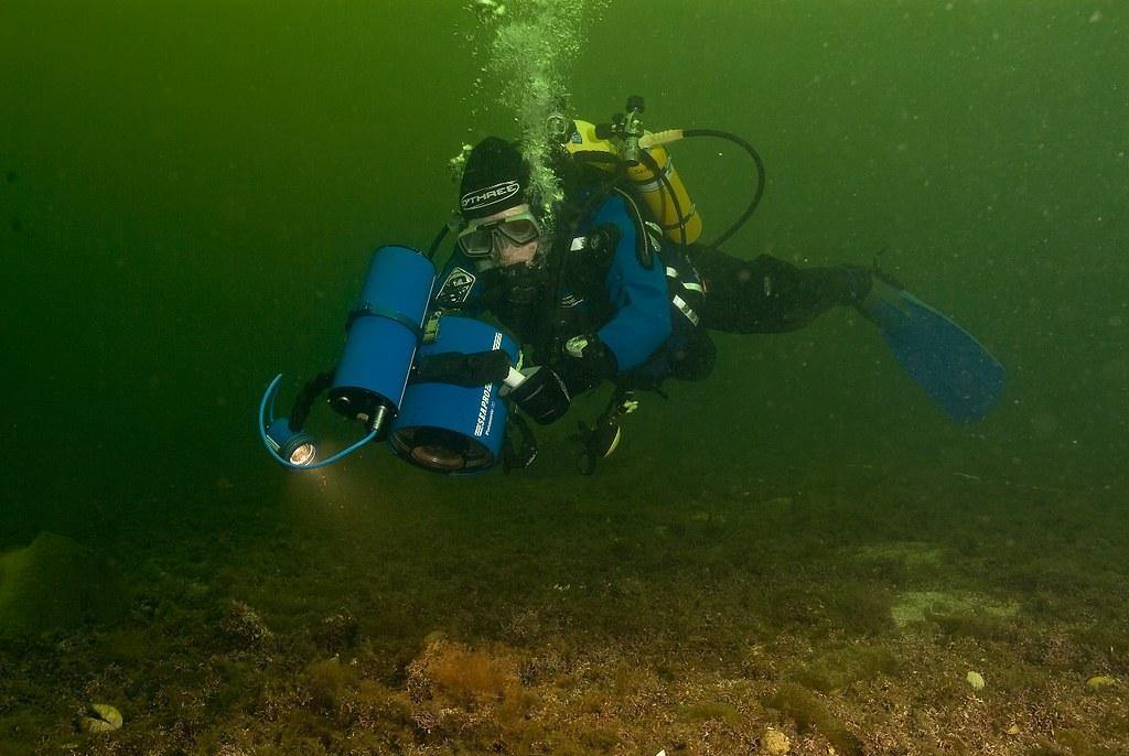 NatureScot diver swimming over a maerl bed